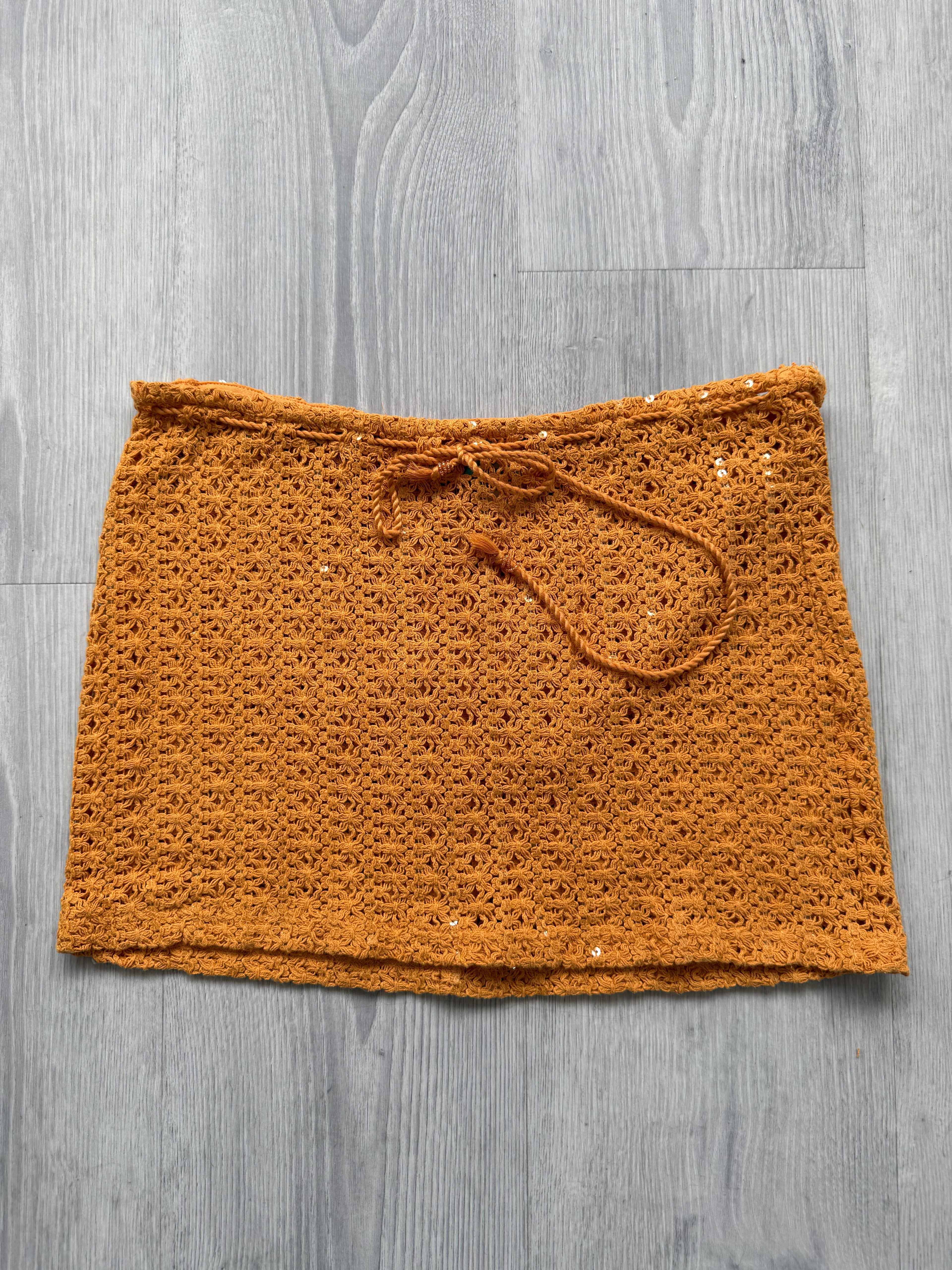 Orange boho sequin skirt