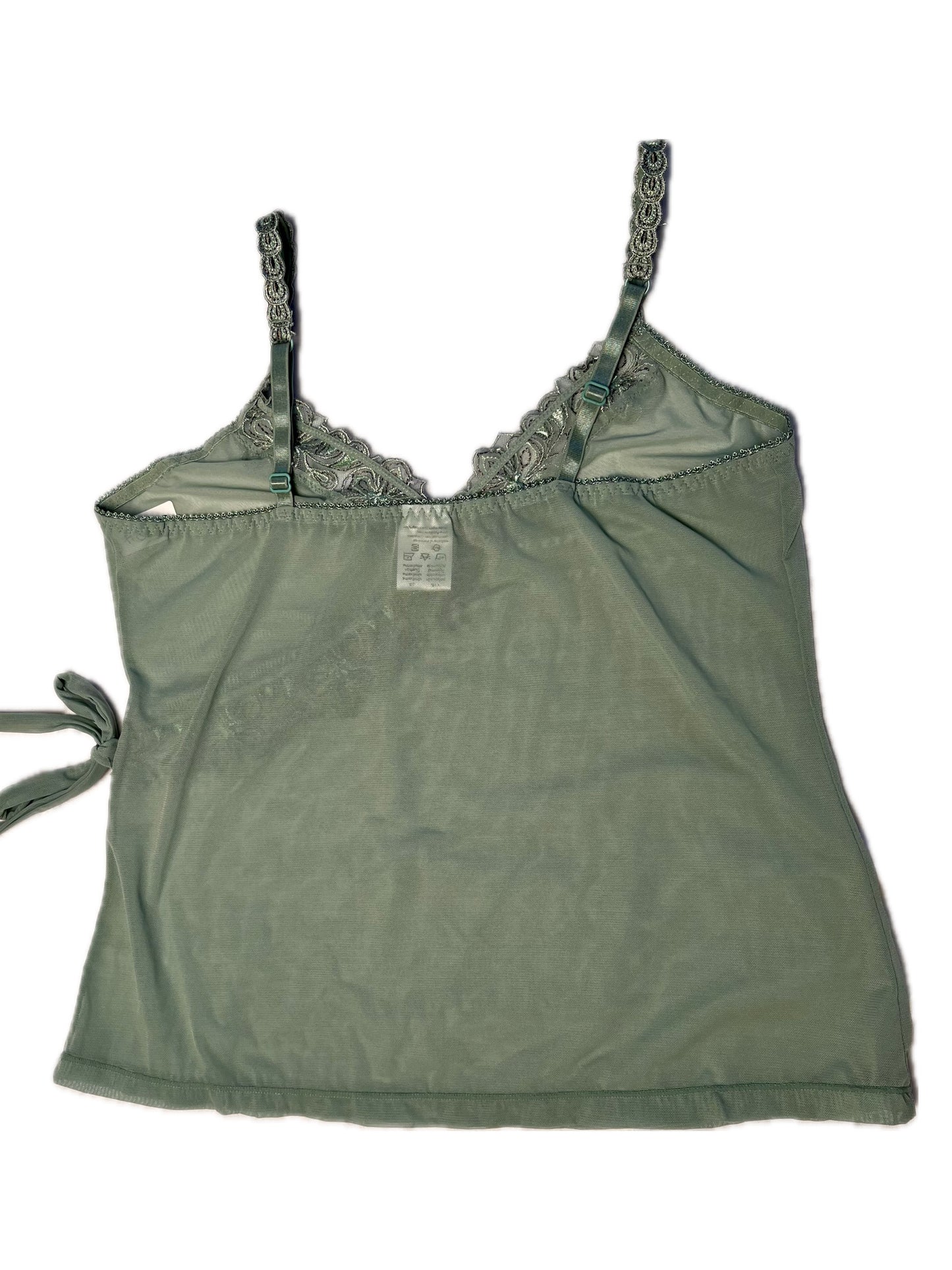 Sage green Top with flower #0025