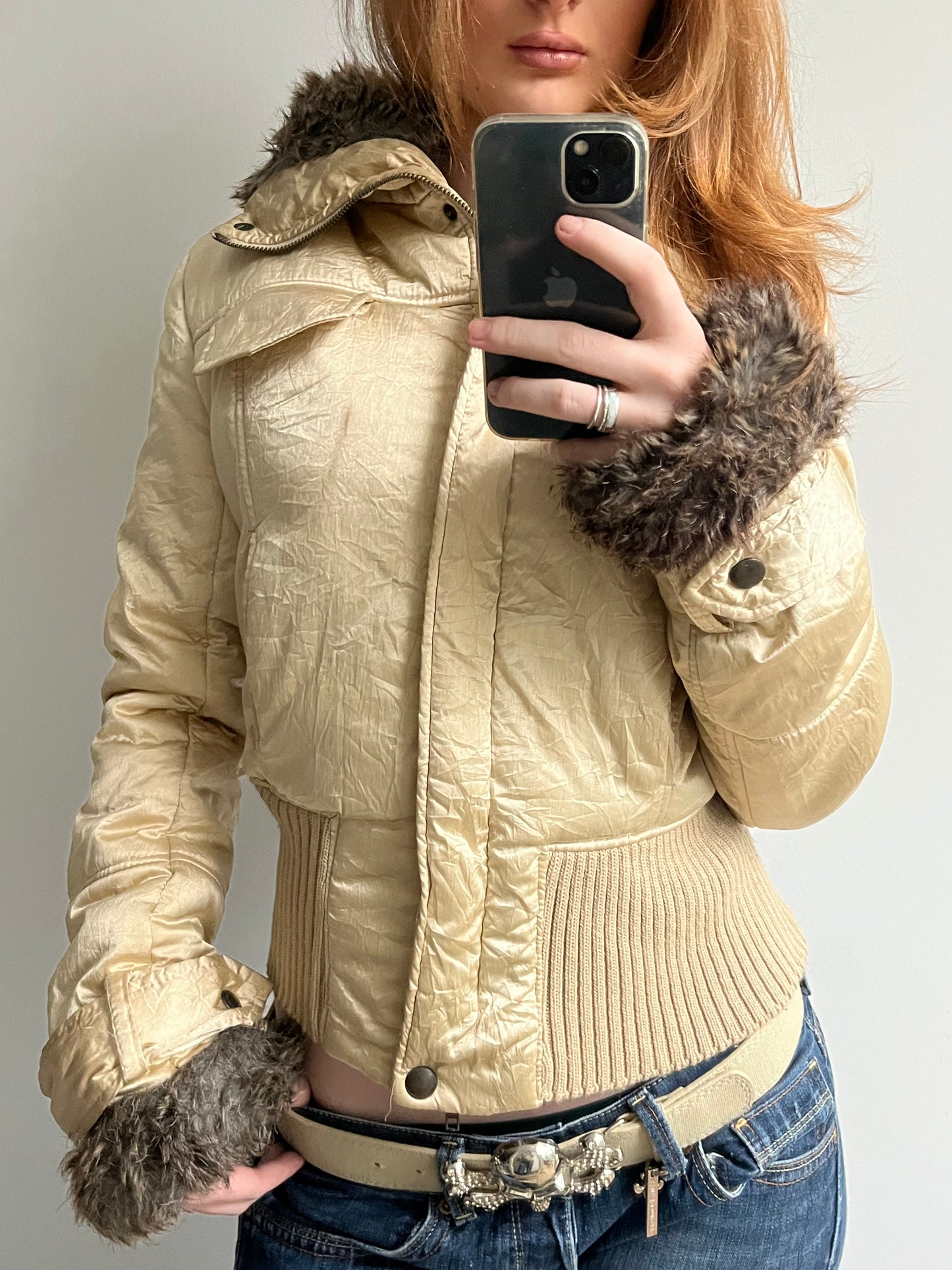 Gold jacket with fur